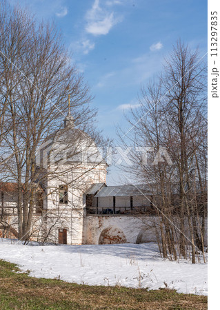 The defensive wall of an ancient fortress. High quality photo 113297835