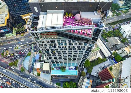 Aerial view of Lumpini district at sunet in Bangkok, Thailand Aerial view of Lumpini district at sunet in Bangkok, Thailand 113298008
