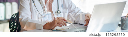 Web banner with doctor working for telemedicine service 113298250