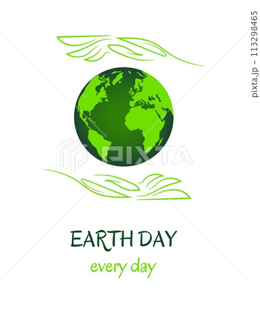 Green hands in shape of leaves protect Earth 113298465