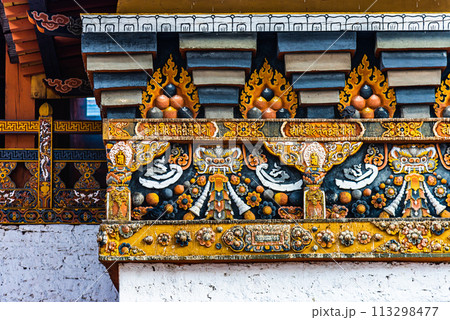 Bhutan, Punakha - detailed view inside of Punakha Dzong 113298477