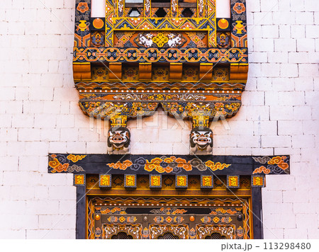 Bhutan, Punakha - detailed view inside of Punakha Dzong Bhutan, Punakha - detailed view inside of Punakha Dzong 113298480