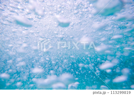 水中に浮かぶ美しい泡 水中に浮かぶ美しい泡 113299819