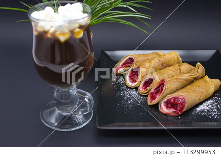 Decadent Hot Chocolate with Crepes Decadent Hot Chocolate with Crepes 113299953