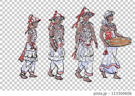 スリランカ-エサラ・ペラヘラ祭の音楽隊 113300606