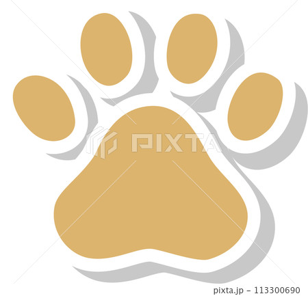 ベージュの肉球　白縁影付き 113300690