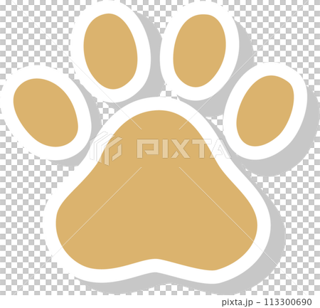 ベージュの肉球　白縁影付き 113300690