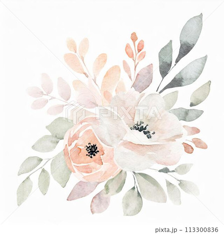 淡いパステルカラーの水彩の花イラストのイラスト素材 淡いパステルカラーの水彩の花イラストのイラスト素材