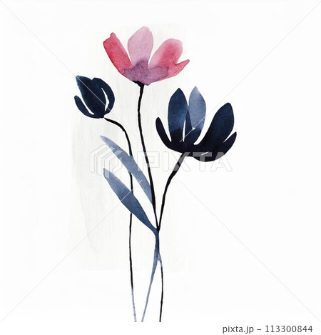 水彩の花のカットイラスト 113300844