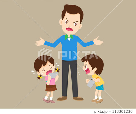 angry kid addicted mobile phone 113301230