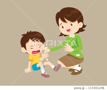Comforting sad children with parent Comforting sad children with parent 113301246