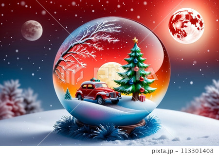 New Year greeting card with New Year balls 113301408