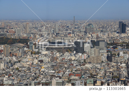 Nov 29 2023 a modern office building and blue sky, japan Nov 29 2023 a modern office building and blue sky, japan 113301665