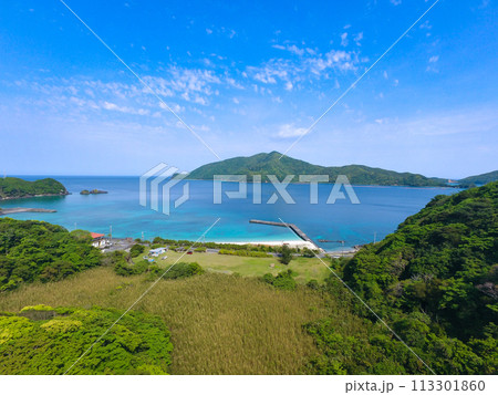奄美大島　宇検村　タエン浜　空撮 113301860