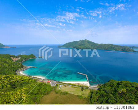 奄美大島　宇検村　タエン浜　空撮 113301862