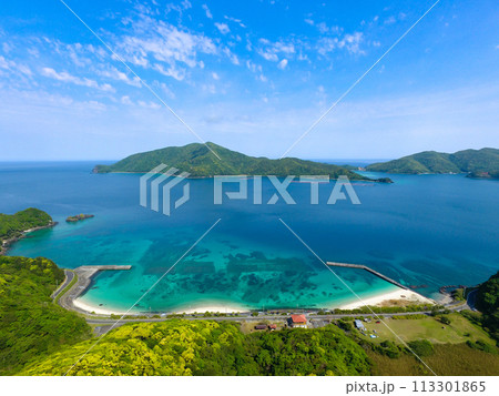 奄美大島　宇検村　タエン浜　空撮 113301865