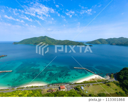 奄美大島　宇検村　タエン浜　空撮 113301868