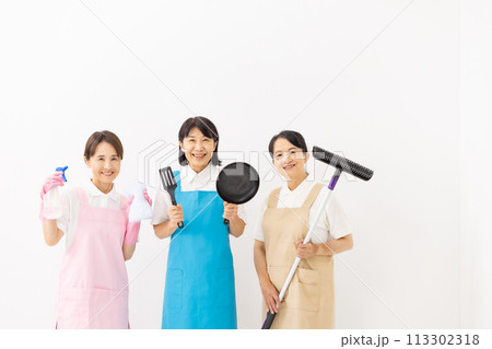 エプロンの女性 家事代行 エプロンの女性 家事代行 113302318