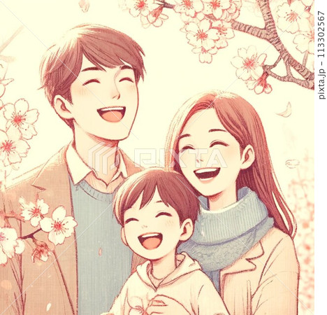 家族みんな幸せ(桜の木の下で) 家族みんな幸せ(桜の木の下で) 113302567