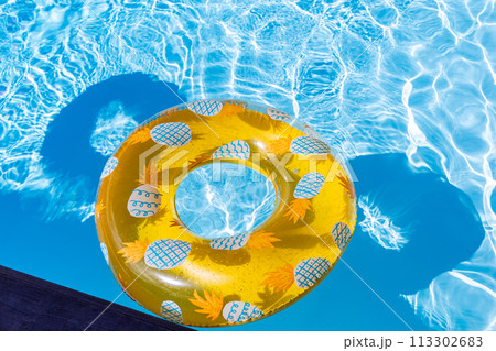 colorful buoy in a swimming pool in summer 113302683