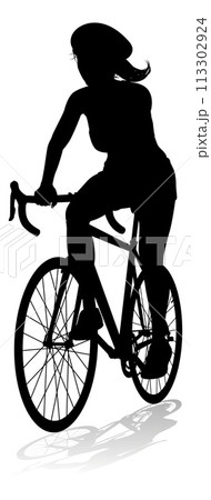 Bike and Bicyclist Silhouette Bike and Bicyclist Silhouette 113302924