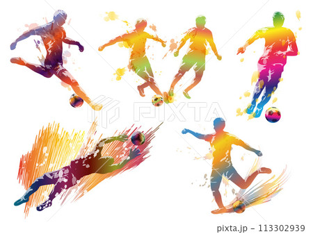 サッカー シルエットイラストセット サッカー シルエットイラストセット 113302939