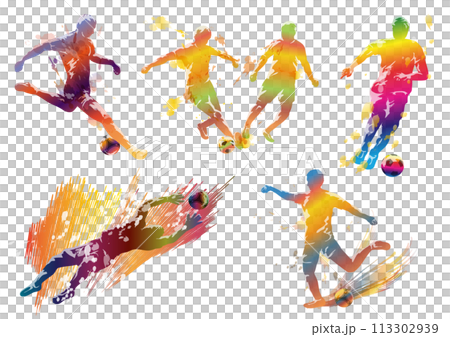 Soccer silhouette illustration set Soccer silhouette illustration set 113302939