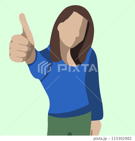 Vector isolated illustration of girl showing like. 113302982