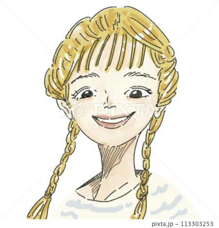 嬉しい表情の女の子のイラスト(ハート付き) 嬉しい表情の女の子のイラスト(ハート付き) 113303253