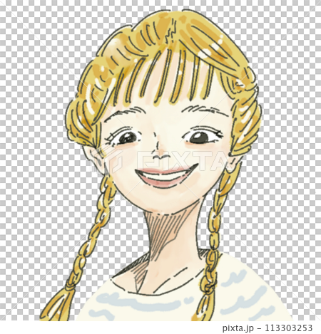 嬉しい表情の女の子のイラスト(ハート付き) 嬉しい表情の女の子のイラスト(ハート付き) 113303253