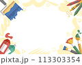 四隅を画材で囲んだ背景素材 113303354