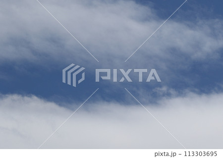 Cloudscape scenery, overcast weather above dark blue sky. Storm clouds floating in a rainy dull day with natural light. White and grey scenic environment background. Nature view. Cloudscape scenery, overcast weather above dark blue sky. Storm clouds floating in a rainy dull day with natural light. White and grey scenic environment background. Nature view. 113303695