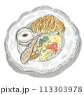 【食べ物イラスト】モーニングプレート(クロワッサン_オムレツ) 113303978