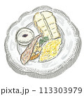 【食べ物イラスト】モーニングプレート(トースト_スクランブルエッグ) 113303979