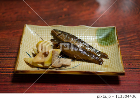 ムギツクの甘露煮とタケノコの煮つけ ムギツクの甘露煮とタケノコの煮つけ 113304436