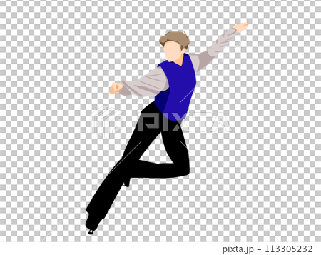 Figure skater balancing on one leg 113305232