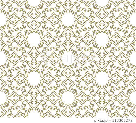 Seamless arabic geometric ornament in brown color. 113305278