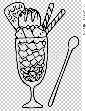 チョコレートパフェ線画 113305279