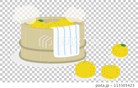 薬湯の一つ、ゆず湯のイメージイラスト 113305423