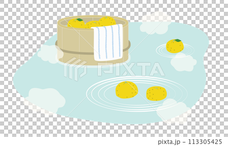 薬湯の一つ、ゆず湯のイメージイラスト 113305425