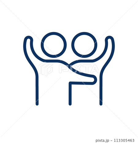 Friendship Icon. Thin Line Illustration of Two Friends Embracing, Representing Companionship, Support, and Trust. Isolated Outline Vector Sign.	 113305463