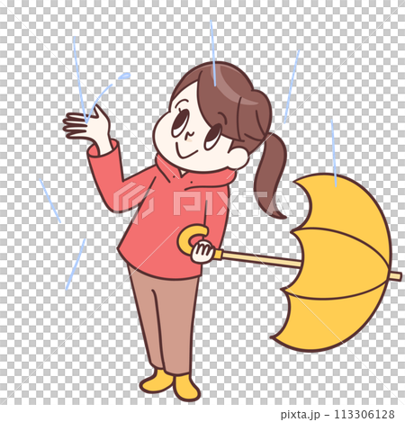 雨と傘と女の子 113306128