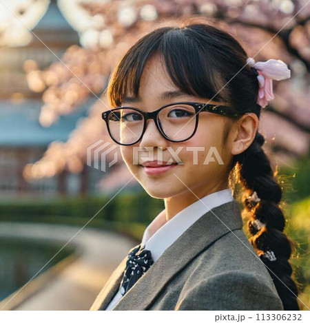 明るい未来へ向かう学生(桜背景) 明るい未来へ向かう学生(桜背景) 113306232