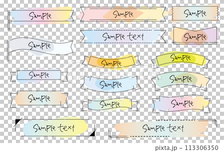 時尚的線條畫標題絲帶水彩風格漸變 113306350