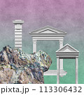 Surreal collage with elements classic architecture. Art poster, concept, zine cover. Antique cityscape 113306432