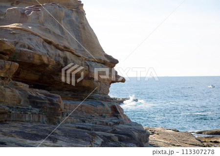 青空ときれいな海バック  女子旅 南紀白浜にて撮影 113307278