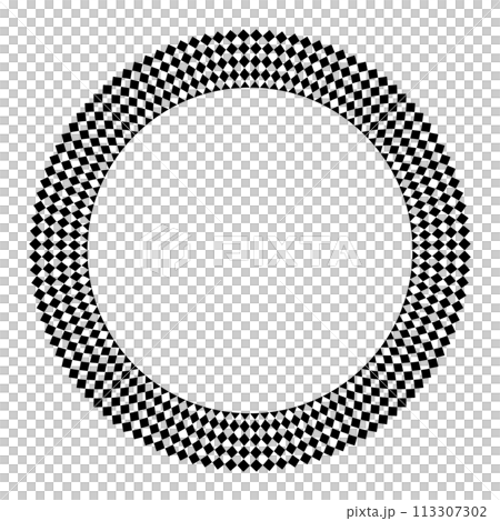 Abstract Radial Geometric Pattern for Decorative Round Frame. Vector Art. 113307302