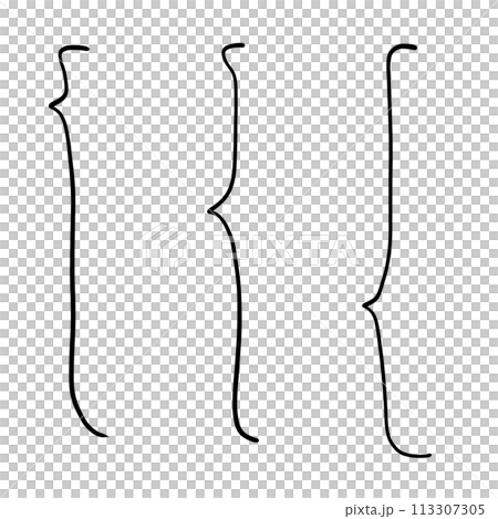 手描きの中括弧　黒 113307305