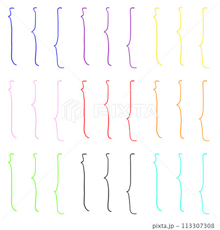 手描きの中括弧　9色セット 113307308