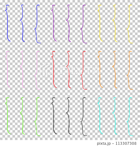 手描きの中括弧　9色セット 113307308